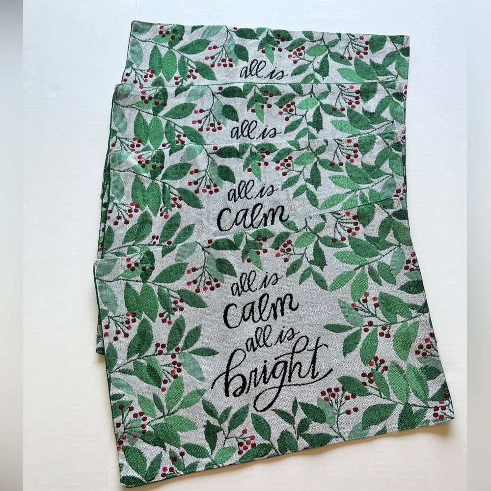 Christmas  4 Set Table Placemats Holly Berry Design “All is calm all is bright “